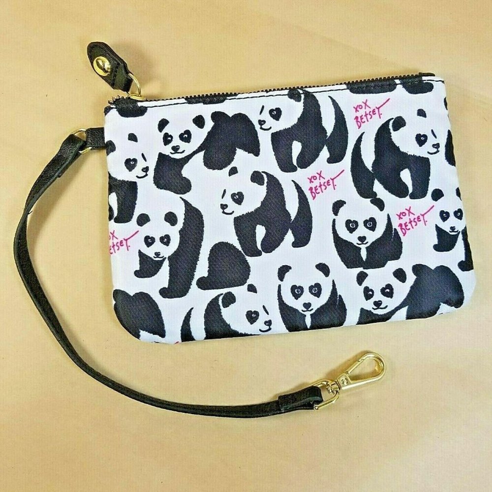 Betsey Johnson B&W Panda Zip Up Accessory Bag 8"